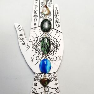 SOLD. Natural Ruby Zosite and Other Gemstone925 Silver Plated Bracelet 7-8.5"